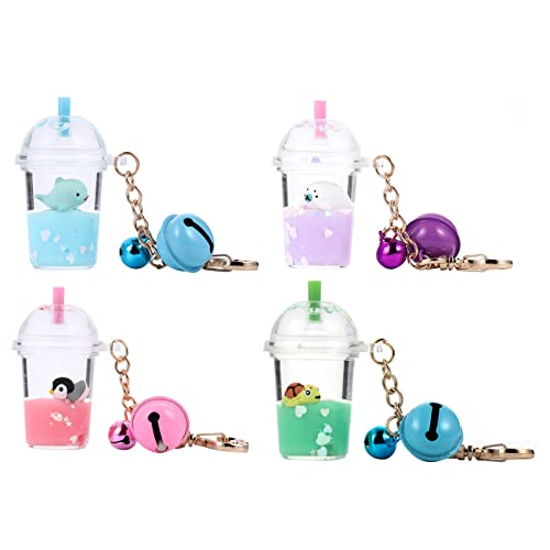 TENDYCOCO 4 Stück Mini Bubble Tea Schlüsselanhänger Schöne Milchflasche Schlüsselanhänger Acryl Charms Schlüsselanhänger Tasche Schlüsselanhänger Zubehör Ornamente Taschenanhänger von TENDYCOCO