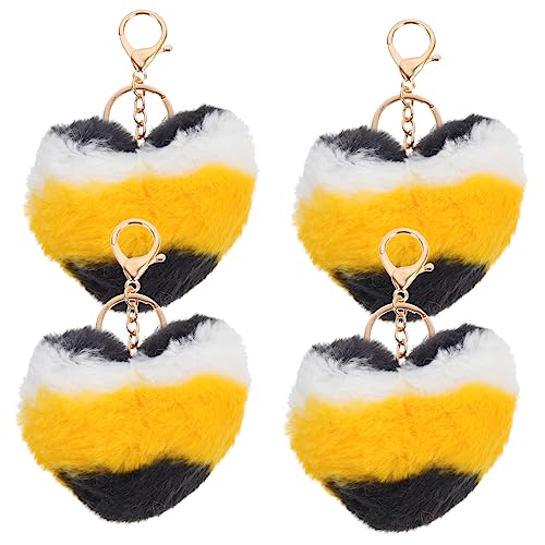 Herz- -Set Für Handtaschen – 4 Flauschige Schlüsselanhänger Für Damen Originelle Schlüsselanhänger von TENDYCOCO
