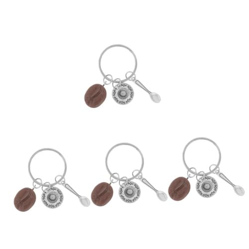 TENDYCOCO 4 Stück Schlüsselanhänger Mit Kaffeetasse Schlüsselring Geldbörse Kaffeebohnen Autodeko Portmonee Herren Vintage Schlüsselanhänger Kleiner Schlüsselanhänger Plastik von TENDYCOCO