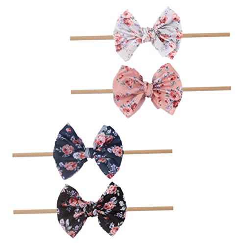 TENDYCOCO 4 Stück Stirnband Valentinsschleife Für Mädchen Kleinkind Haarschmuck Handgemachte Haarbänder Mädchen Kopfschmuck Kleinkind Turban Haargummi Haarbänder Mädchen Haarreifen Stoff von TENDYCOCO