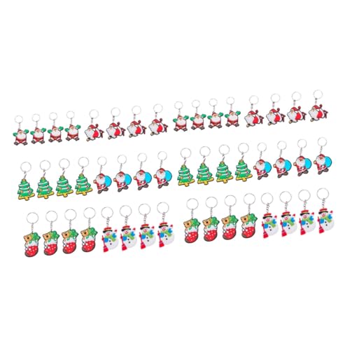 TENDYCOCO 48 STK Weihnachts-schlüsselanhänger Urlaub Schlüsselanhänger Zubehör Zum Aufhängen Von Taschen Weihnachts-Sankt-Ornamente Autodekoration Weihnachtsspielzeug Autoanhänger Kieselgel von TENDYCOCO