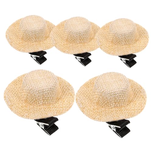 5 Stück Mini-haarspangen in Hutform für Mädchen Winzige Dekorative Haarspangen Haarspangen-set für Mädchen Stoff-/metallmaterial Geeignet für Geburtstagspartys und Weihnachten von TENDYCOCO