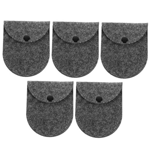 TENDYCOCO 5stücke Mini Geldbeutel Filz Für Damen Schlüssel Und Münzaufbewahrung Praktische Tasche Dunkelgrau Leicht Und Tragbar Für Kleingeld Und Kleine Gegenstände von TENDYCOCO