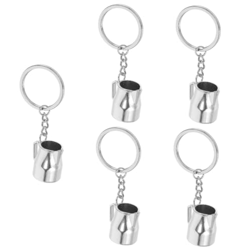 TENDYCOCO 5st Kaffeetasse Schlüsselanhänger Milchaufschäumbecher-schlüsselanhänger Schlüsselanhänger Für Kaffeeliebhaber Schlüsselanhänger Mit Latte-Art-Becher Silver Zinklegierung von TENDYCOCO