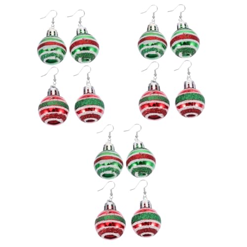 TENDYCOCO 6 Paare Weihnachtskugel-Ohrringe Kugel-Charm-Ohrringe Weihnachtsschmuck weihnachtskugeln ohrringe Weihnachtsball Ohrringe Ohrtropfen Weihnachten Frau Ohrentropfen Legierung von TENDYCOCO