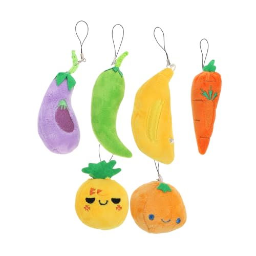 TENDYCOCO 6 Stück Obst Plüsch Anhänger Plüsch Schlüssel Weicher Plüsch Anhänger Stofftiere Weihnachten Stofftier Auto Schlüsselanhänger Anhänger Plüschpuppe Plüsch Anhänger von TENDYCOCO
