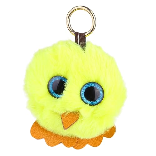 TENDYCOCO Abschlussgeschenk Auto Schlüssel Halter Tierische Schlüsselanhänger Schlüsselhalter Für Die Handtasche Schlüsselanhänger Mit Fellbommel Süßer Flauschiger Schlüsselanhänger Yellow von TENDYCOCO
