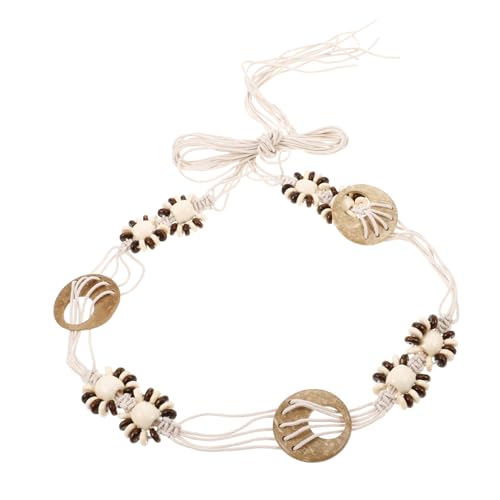 TENDYCOCO Bohemian Geflochtener Gürtel Für Damen Aus Wachsseil Mit Kokosnuss-schalenperlen Verstellbarer Taillengürtel Für Kleider Jeans Und Mehr Handgefertigter Boho Stil Für Sommerfestivals von TENDYCOCO