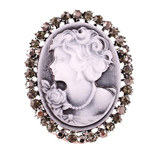 TENDYCOCO Cameo Broschen Vintage Kristall Brosche für Frauen Mädchen (Silber) von TENDYCOCO