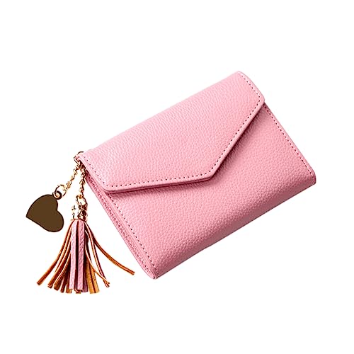 TENDYCOCO Chic Damen Geldbörse Im Kurzformat Mit Quaste Multifunktionale Brieftasche Für Karten Und Bargeld Zartem Rosa Für Täglichen Gebrauch von TENDYCOCO