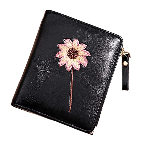 TENDYCOCO Elegante Schwarze Pu-Damen-geldbörse Faltbare Geldbörse Kurzes Wechselgeldfach Damen-geldbörse Geldbörse Mit Reißverschluss Tasche Mit Mehreren Positionen Modisches Accessoire von TENDYCOCO