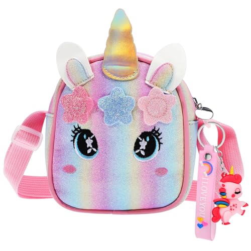 TENDYCOCO Einhorn-Umhängetasche Mit Einhorn-Schlüsselanhänger Regenbogen-Handtasche Umhängetasche Einhorn-Tasche Umhängetasche Einhorn-Geschenke Für Mädchen von TENDYCOCO