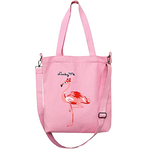 TENDYCOCO Flamingo Print Canvas Tasche Abnehmbare Schulter Gurt Handtasche Umhängetasche Flamingo Einkaufstasche Frauen Flamingo Handtasche Frauen Reisetasche Beiläufig Schultertasche Reisen von TENDYCOCO