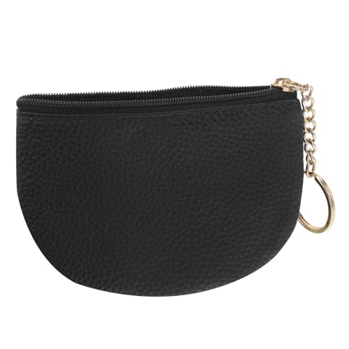 TENDYCOCO Geldbörse Aus Leder Geldbörse Für Frauen Kleine Geldbörse Mit Schlüsselanhänger Geldbörse Mit Reißverschluss Mini-geldbörsen Für Schlüssel Oberschicht Rindsleder Black von TENDYCOCO