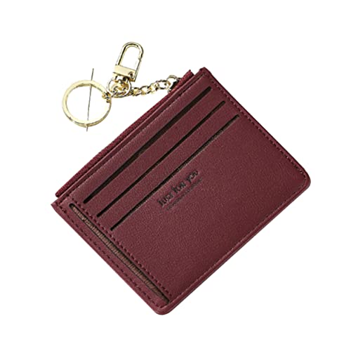 TENDYCOCO Geldbörse Damen Schlüsselanhänger Portemonnaie Elegantes Design Für Den Täglichen Gebrauch Weinrot Kompakte Geldtasche Mit Mehreren Kartenfächern Und ünzfach von TENDYCOCO