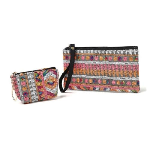 TENDYCOCO Geometrisches Glitzer Portemonnaie Für Frauen Mini Geldbörse Mit Reißverschluss Handtasche Für Damen Und Mädchen Aufbewahrung Für Münzen Und Karten von TENDYCOCO