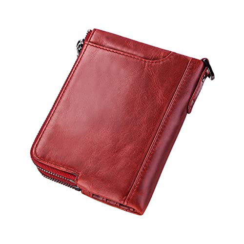 TENDYCOCO Herren Leder Geldbörse Rot Modische Kurze Handtasche Clutch Tasche Für Männer Kreditkartenhalter Kompakte Geldbörse von TENDYCOCO