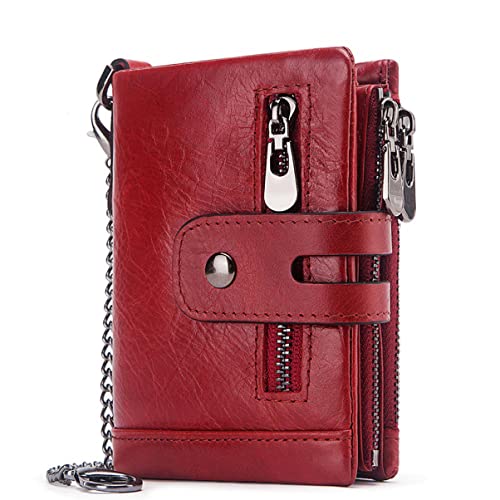 TENDYCOCO Elegante Dreifach Gefaltete Herren-geldbörse Diebstahlschutz Mehrere Kartenfächer Geldbörse Rot für Herrenmode von TENDYCOCO
