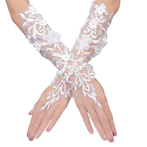 TENDYCOCO Hochzeitshandschuhe Spitzenhandschuhe fingerlose lange weiße Handschuhe für besondere Anlässe Frauen von TENDYCOCO