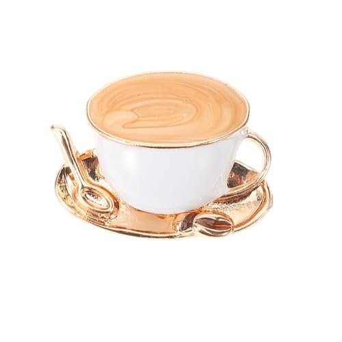 TENDYCOCO Kaffee-Brosche Kaffeetasche Retro Brosche Dekorative Kleidungsbrosche Niedliche Brosche Tragbare Brosche Partybrosche Ornament dekorative Corsage Cardigan-Clip Zinklegierung Weiß von TENDYCOCO