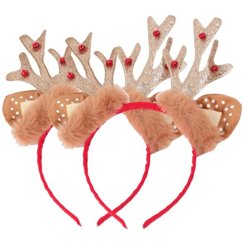 TENDYCOCO Kinder-Tiara 2 Stück Weihnachts-Stirnbänder Rentier-Geweih-Stirnband Weihnachtsbaum-Feiertags-Stirnbänder Partygeschenke Weihnachtsdekorationen von TENDYCOCO