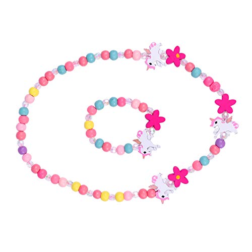 TENDYCOCO Kleine Mädchen Einhorn Perlen Schmuck Sets Kinder Perlen Halskette Armband (Einhorn) von TENDYCOCO