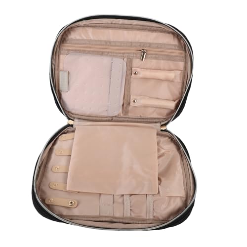 TENDYCOCO Kompakte Schmuckbox Für Reisen Tragbare Earring Und Necklace Organizer Mit Großer Kapazität Für Damen Und Herren Elegantem Schwarz von TENDYCOCO