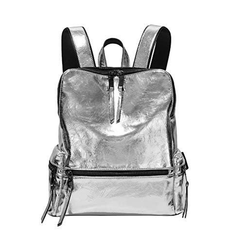 TENDYCOCO Mode Rucksack PU Leder Schultertasche Rucksack Schultasche Silber für Damen, silber von TENDYCOCO