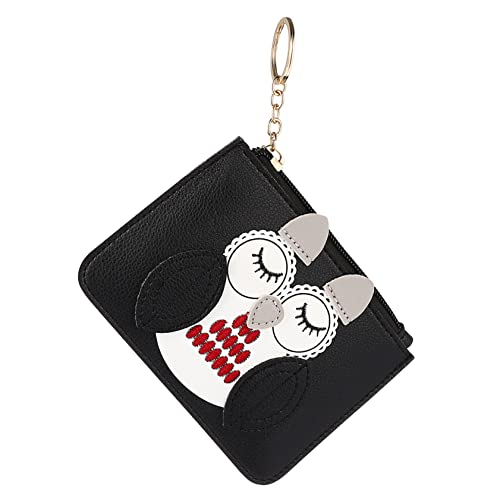TENDYCOCO Owl Coin Purse Pu Multifunktionale Mini-geldbörse Mit Reißverschluss Und Schlüsselanhänger Für Frauen Süßes Cartoon-Design Für Kleingeld Karten Und von TENDYCOCO