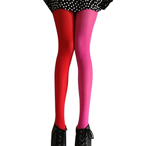 TENDYCOCO Narrenkostüm Damen Leggings Eng Maskerade Legging Fest Karnevalskostüm Hoher Strumpf Rot Und Weiß Strumpfhose Clown-hose Leggings in Voller Länge Seide Mädchen Strümpfe Halloween von TENDYCOCO