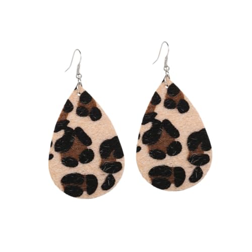 Kreative Retro Ohrringe Für Damen Tropfenförmige Leopardenmuster Hängende Ohrringe Aus Kunstleder Eleganter Schmuck Für Frauen Und ädchen von TENDYCOCO