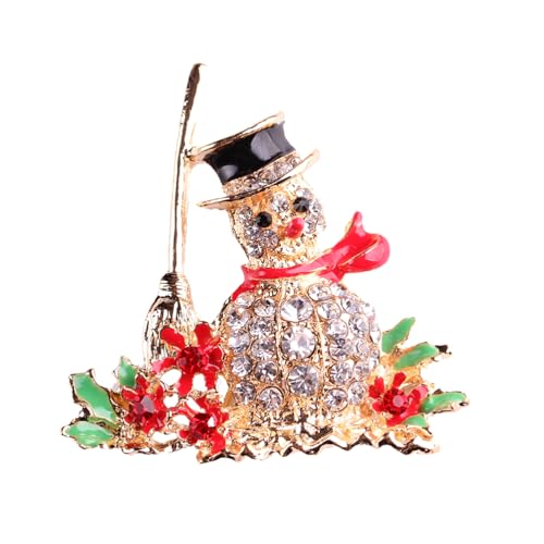 Schneemann Brosche farbige Strass Brosche Pin Breastpin Weihnachtsfeier Schmuck Kleidung Zubehör(Golden) von TENDYCOCO