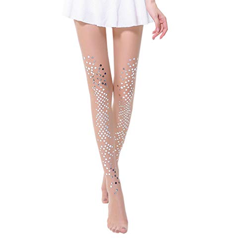 TENDYCOCO Transparente Strümpfe für Damen Meerjungfrau Strumpfhosen Pailletten Strumpfwaren Glitzer Sexy Strumpfhosen, silber / schwarz, 90 * 30CM von TENDYCOCO