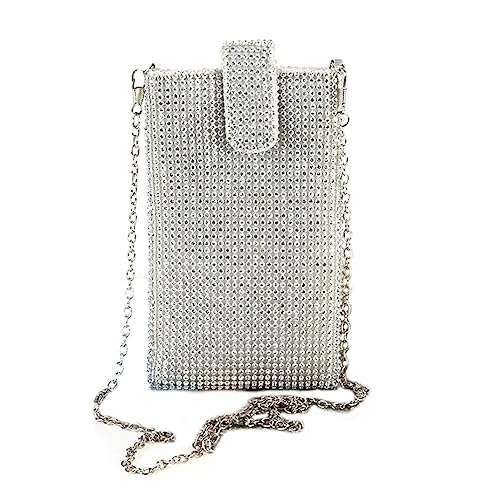 TENDYCOCO Umhängetasche Vertikale Handytasche Mini Crystal für Damen (Silber) von TENDYCOCO