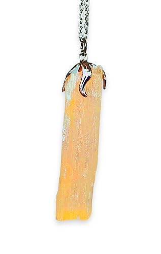 Anhänger Halskette Mineralien Halbedelsteine Schmuck handgefertigt, Stein, Selenit von TENET