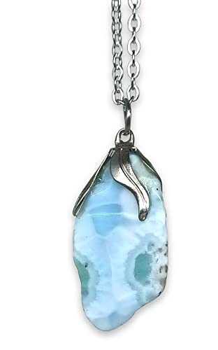 TENET -Anhänger Halskette Mineralien Halbedelsteine Handarbeit (LARIMAR Rohe) von TENET