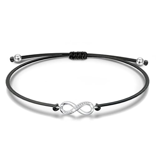1 Stück Unendlichkeit Armband,Unendlichkeit Armbänder,Unendlichkeitszeichen,Damen Armband Unendlich,Einstellbare Armbänder,Titanium Stahl,Geeignet Für Personalisierte Geschenke Für Frauen(Schwarz) von TENGEE