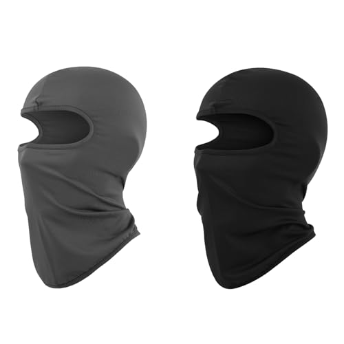 2 Stücke Sturmhaube Kinder,Fahrradmütze unter Helm,Balaclava Kinder,Sturmmaske Schwarz,Sturmhaube Schwarz,Cool Fahrradmütze unter Helm,Dünn Balaclava UV Sturmmask für Jungen Mädchen Schwarz und Grau von TENGEE