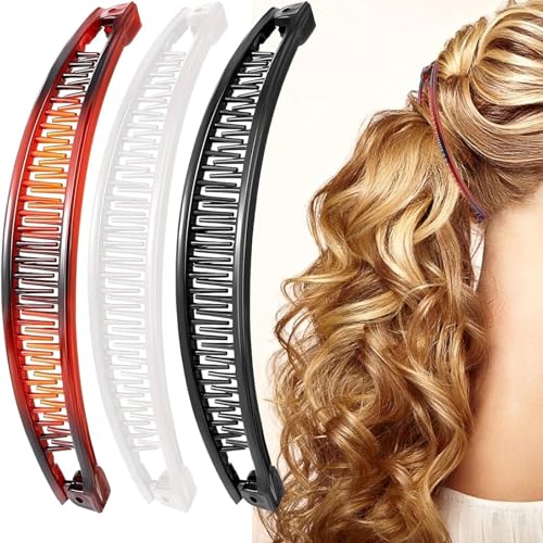 3 Stück Bananenspange Haare, Bananen Clips für feines Haar, Bananen Haarspangen Damen Dünnes Frisur, für Frauen Und Mädchen Eleganter Haarschmuck von TENGEE