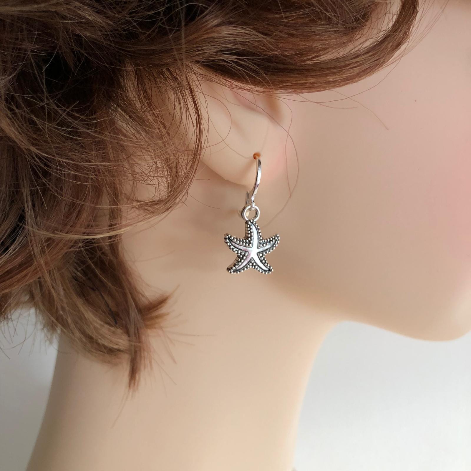 Neu Silber Seestern Mit Mini-Creolen, Hoops, Huggies, Ohrringen, Von Tenkiks von AmaraVeraJewellery