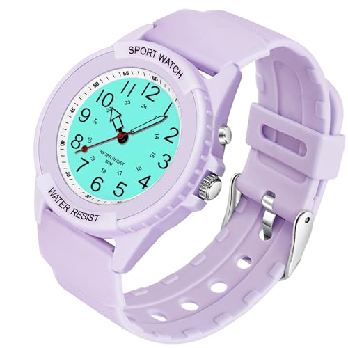 TENOCK Sportliche Armbanduhr Damen,Armbanduhr Analog,Damen Analoge Quarz Uhr,5 ATM Wasserdicht Damenuhr Nachtlicht für Modischer Casual-Matching oder Sportliche Aktivität(Violett) von TENOCK