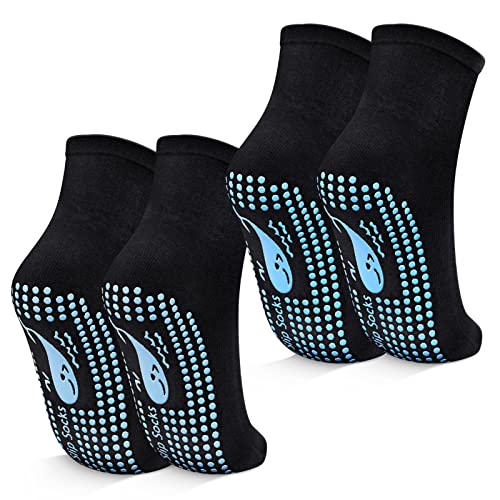 TENQUAN Yoga Socken, 2 Paar Stoppersocken für Damen und Herren, Rutschfeste Griffsocken für Yoga, Pilates, Krankenhaus, Barre oder Heimsport und Bewegung (2 Paar Schwarz, Unisex 35-38) von TENQUAN