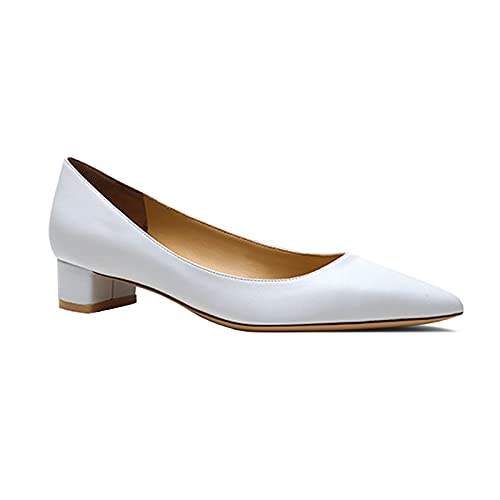 3 cm / 1.18In Schuhe Damen Hochzeit Mittlerer Blockabsatz Slip-On Klassische Geschlossene Ferse Pumps Für Den Täglichen Gebrauch, Party, Dating, Arbeit, Hochzeit,Weiß,36 EU von TENT