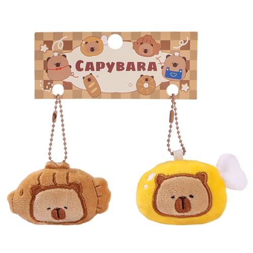 2pcs Stilvolle Plüsch Schlüsselbrot Tierbrot Form Keyring Cartoon Taschen Anhänger Für Rucksäcke Und Handtasche Geldbeutel Tiermotivzubehör Accessoire von TENYELE