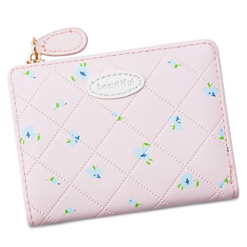 Einfache Brieftasche Stilvolle Münzbeutel Schöne Brieftasche PU Lederwechsel Geldbeutel Blumendruck Kurzer Geldbeutel Mit Kartenhalter Bifold PU Leder Wechsel Stilvoller Kurzer Schöner Kartenhalter von TENYELE