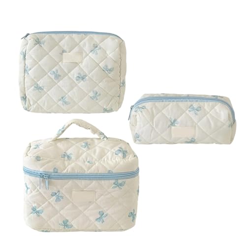 TENYELE Elegante 3 Stücke Kosmetikbeutel Set Mit Bögen Verzierung Make Up Taschen Für Reisen Und Tägliche Verwendung Von Mode Frauen Stilvoller Make Up Aufbewahrung von TENYELE
