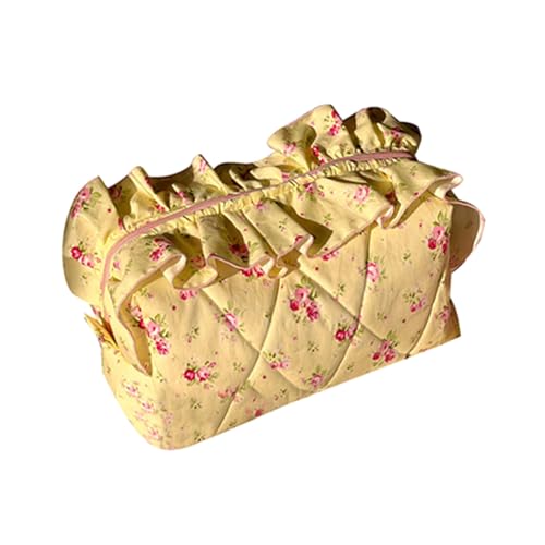 Elegante Blumendruck Make Up Tasche Große Kapazität Toilettenartikel Beutel Kosmetikbeutel Für Frauen Und Mädchen Reisen Camping Baumwoll Make Up Tasche von TENYELE