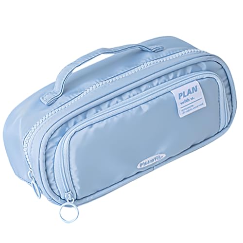 Federmäppchen Große Kapazität Federmäppchen Schreibwaren Tasche Erweiterbar Stift Organizer Schreibwaren für Schule Erweiterbar Stifteetui Ästhetisch Einfacher Marker, blau von TENYELE