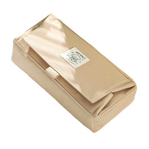 Federmäppchen aus Segeltuch mit großem Fassungsvermögen, Mehrzweck-Stiftbeutel, Reise-Make-up-Tasche für Kinder, Erwachsene, Büro-Organizer, braun von TENYELE