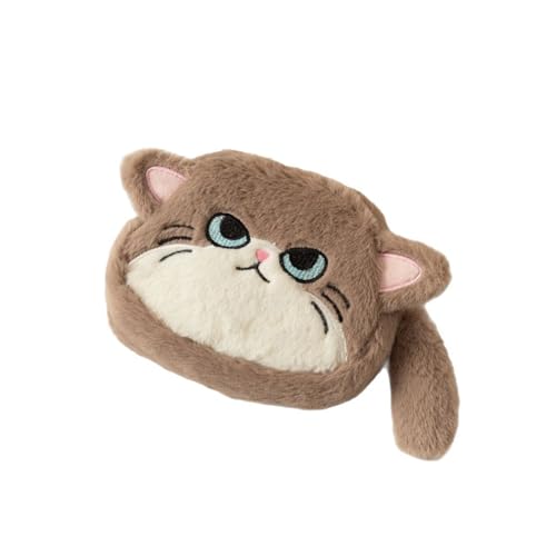 Kosmetiktasche in Katzenform, schöne kleine Geldbörsen, Plüsch-Münzbeutel mit Reißverschluss, Make-up-Tasche, Geschenke, Katzen-Beutel, Aprikosenweiß, Mass Beauty von TENYELE